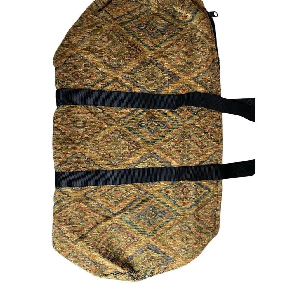 Alice Tapestries Women's Geometric Pattern Black Strap Travel Duffel Bag NWOT